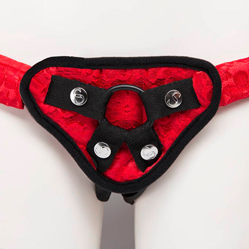 Sportsheets Red Lace Corsette Strap On Harness