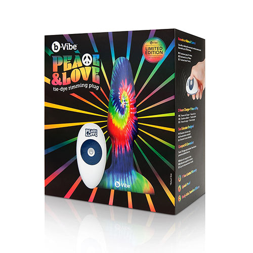 Limited Edition b-Vibe Peace & Love Tie-Dye rimming plug with remote control