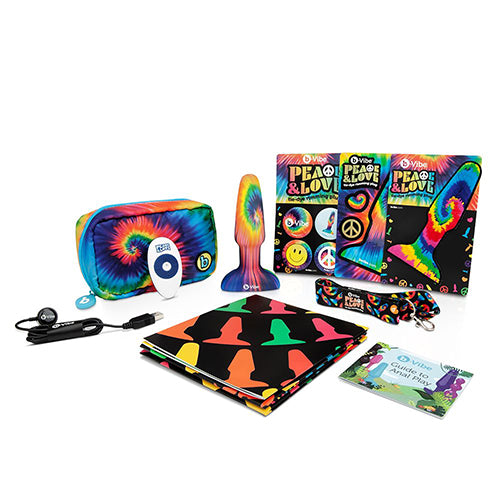 Limited Edition b-Vibe Peace & Love Tie-Dye rimming plug with remote control